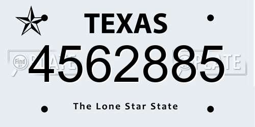 4562885 Texas License Plate