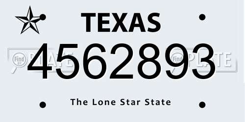 4562893 Texas License Plate
