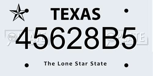 45628B5 Texas License Plate