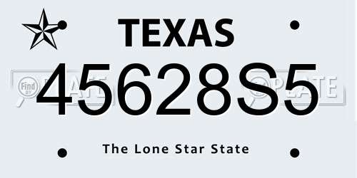 45628S5 Texas License Plate