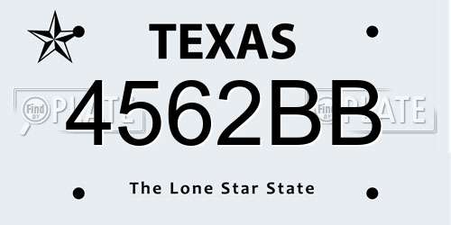 4562BB Texas License Plate