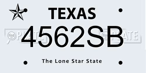 4562SB Texas License Plate