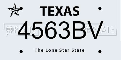 4563BV Texas License Plate