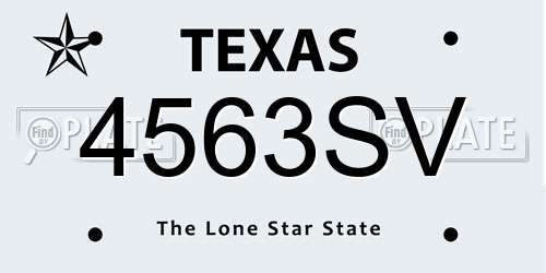 4563SV Texas License Plate