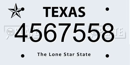 4567558 Texas License Plate