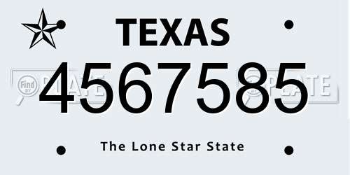 4567585 Texas License Plate