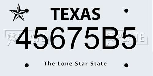 45675B5 Texas License Plate