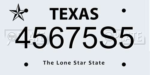 45675S5 Texas License Plate