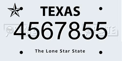 4567855 Texas License Plate