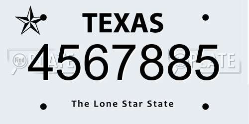 4567885 Texas License Plate
