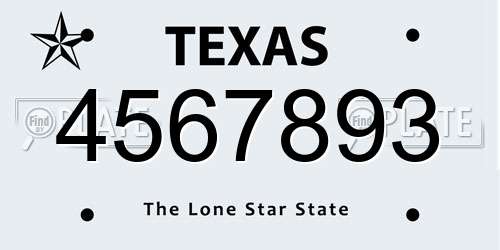 4567893 Texas License Plate