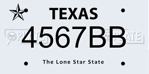 4567BB Texas License Plate