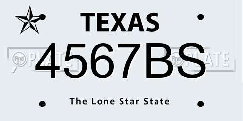 4567BS Texas License Plate