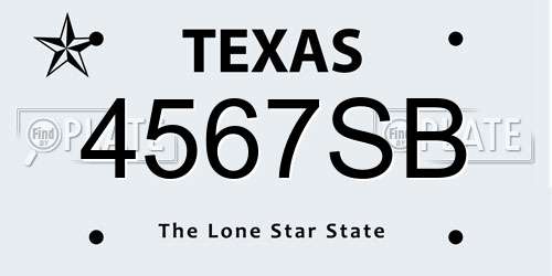 4567SB Texas License Plate