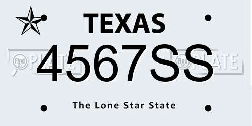 4567SS Texas License Plate