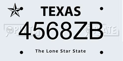 4568ZB Texas License Plate