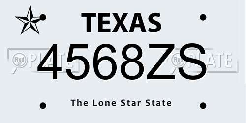 4568ZS Texas License Plate
