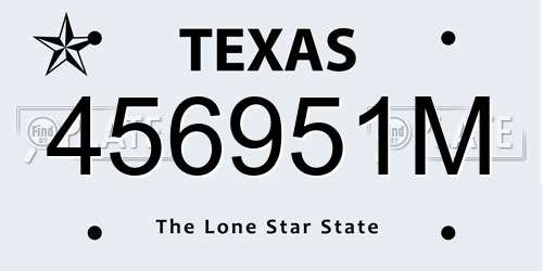 456951M Texas License Plate