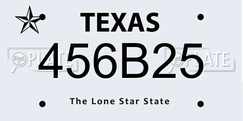 456B25 Texas License Plate