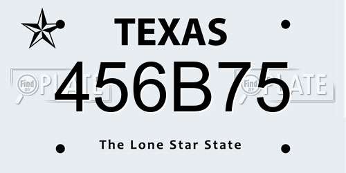 456B75 Texas License Plate