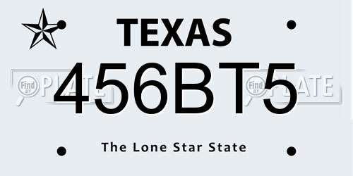 456BT5 Texas License Plate