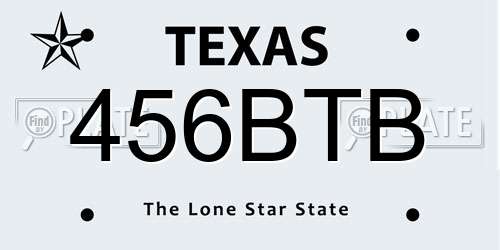 456BTB Texas License Plate