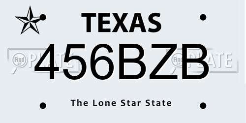 456BZB Texas License Plate