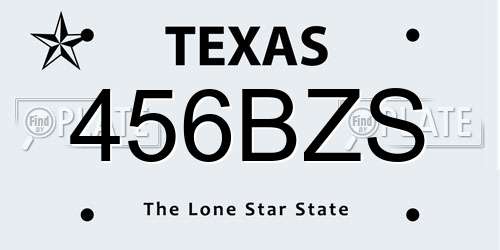 456BZS Texas License Plate