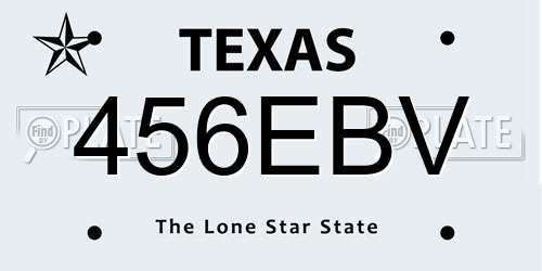 456EBV Texas License Plate