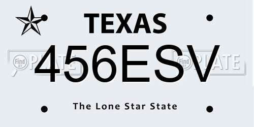 456ESV Texas License Plate
