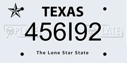 456I92 Texas License Plate