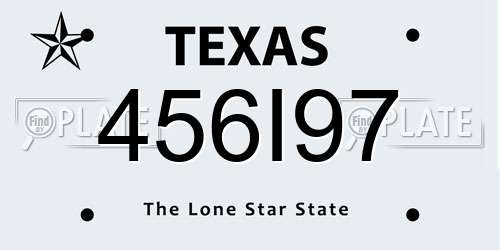 456I97 Texas License Plate