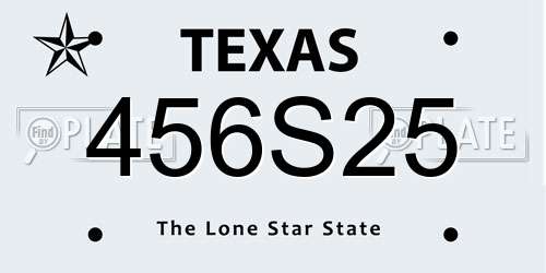 456S25 Texas License Plate