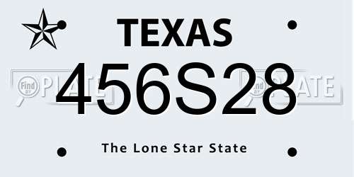 456S28 Texas License Plate