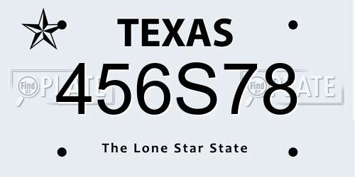 456S78 Texas License Plate
