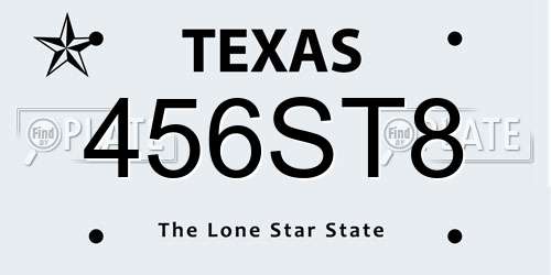 456ST8 Texas License Plate