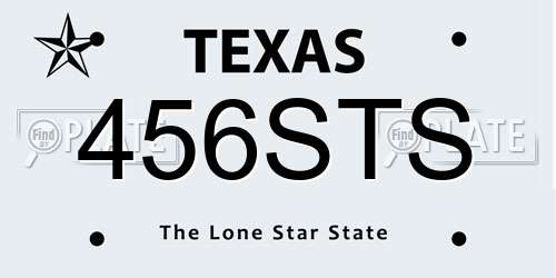 456STS Texas License Plate