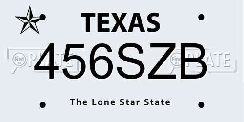 456SZB Texas License Plate