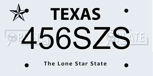 456SZS Texas License Plate