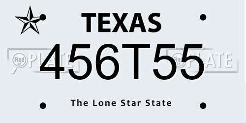 456T55 Texas License Plate