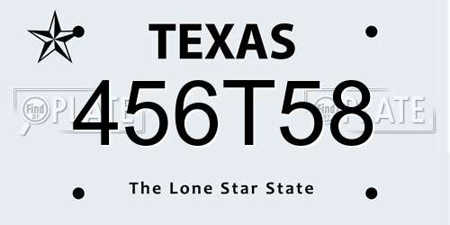 456T58 Texas License Plate