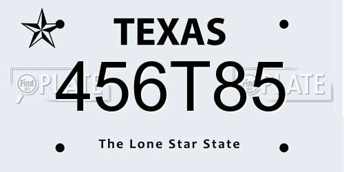 456T85 Texas License Plate