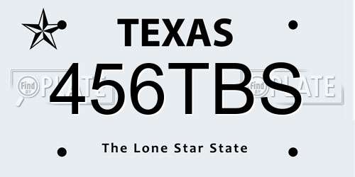 456TBS Texas License Plate