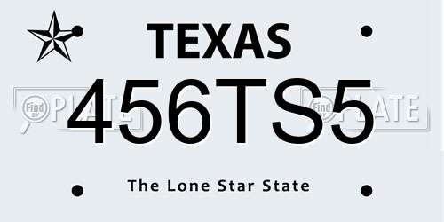 456TS5 Texas License Plate