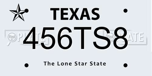 456TS8 Texas License Plate