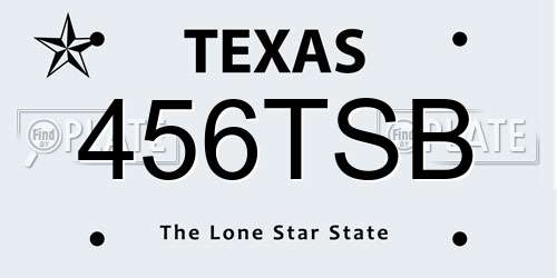 456TSB Texas License Plate