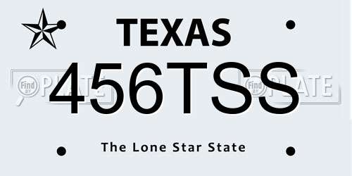 456TSS Texas License Plate
