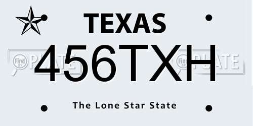 456TXH Texas License Plate