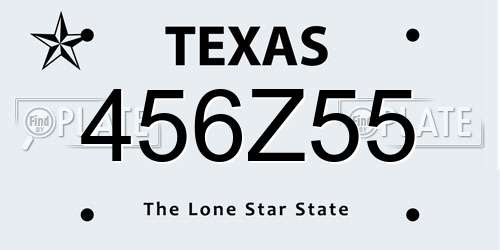 456Z55 Texas License Plate