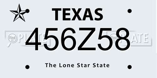 456Z58 Texas License Plate